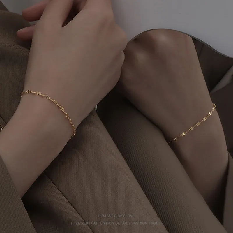 Geometric Titanium Steel 18K Gold Plated Bracelets In Bulk