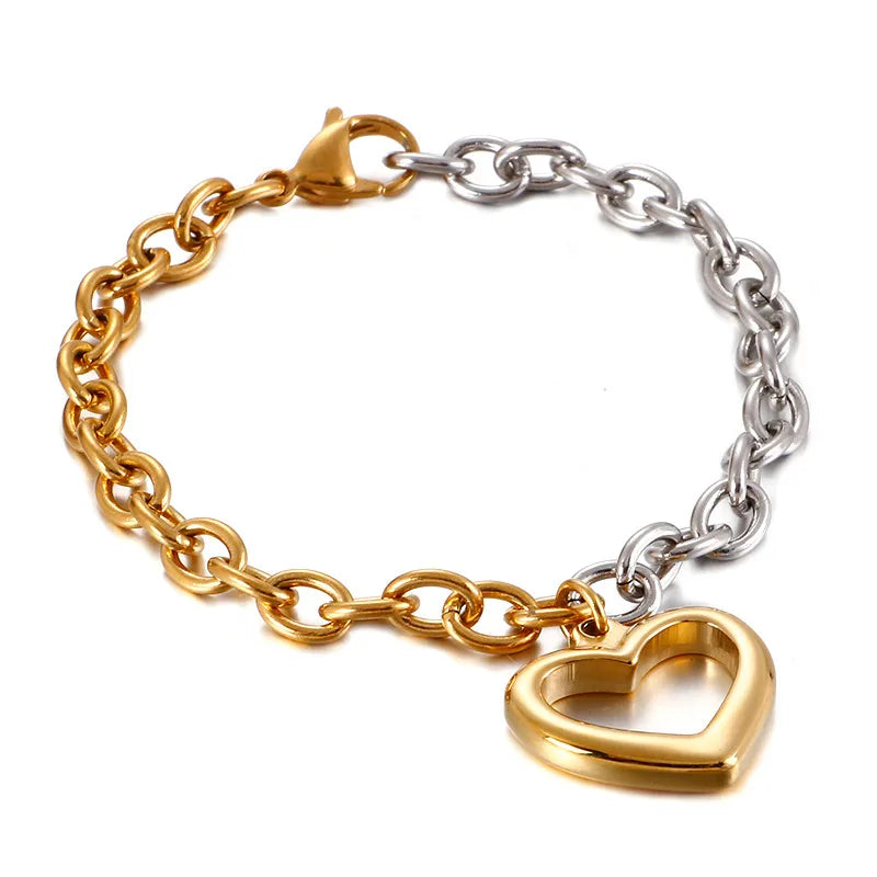 Heart Titanium Steel 18K Gold Plated Bracelets In Bulk