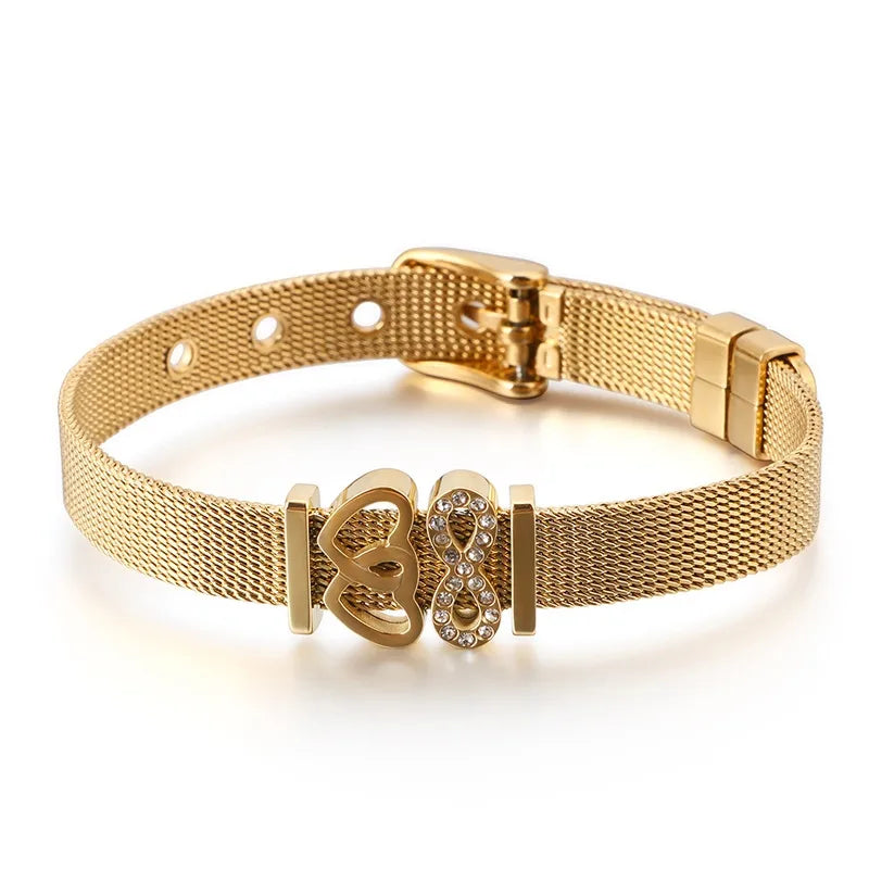 Korean Style Heart Titanium Steel 18K Gold Plated Bracelets In Bulk