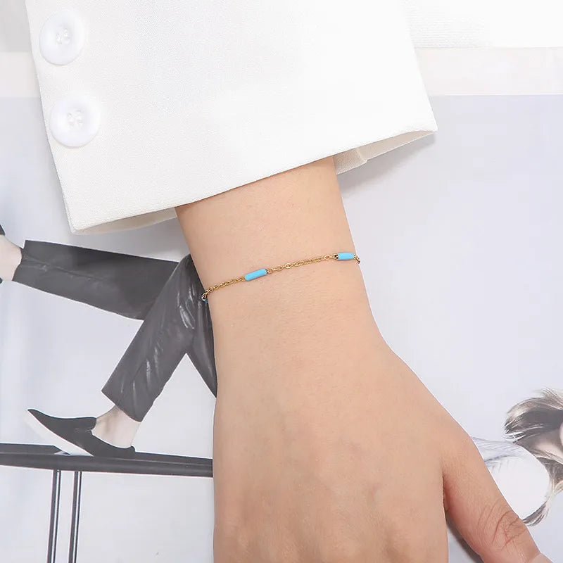 Elegant Solid Color Titanium Steel 18K Gold Plated Bracelets In Bulk