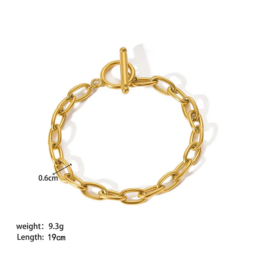 Modern Style Geometric 201 Stainless Steel 18K Gold Plated Bracelets In Bulk