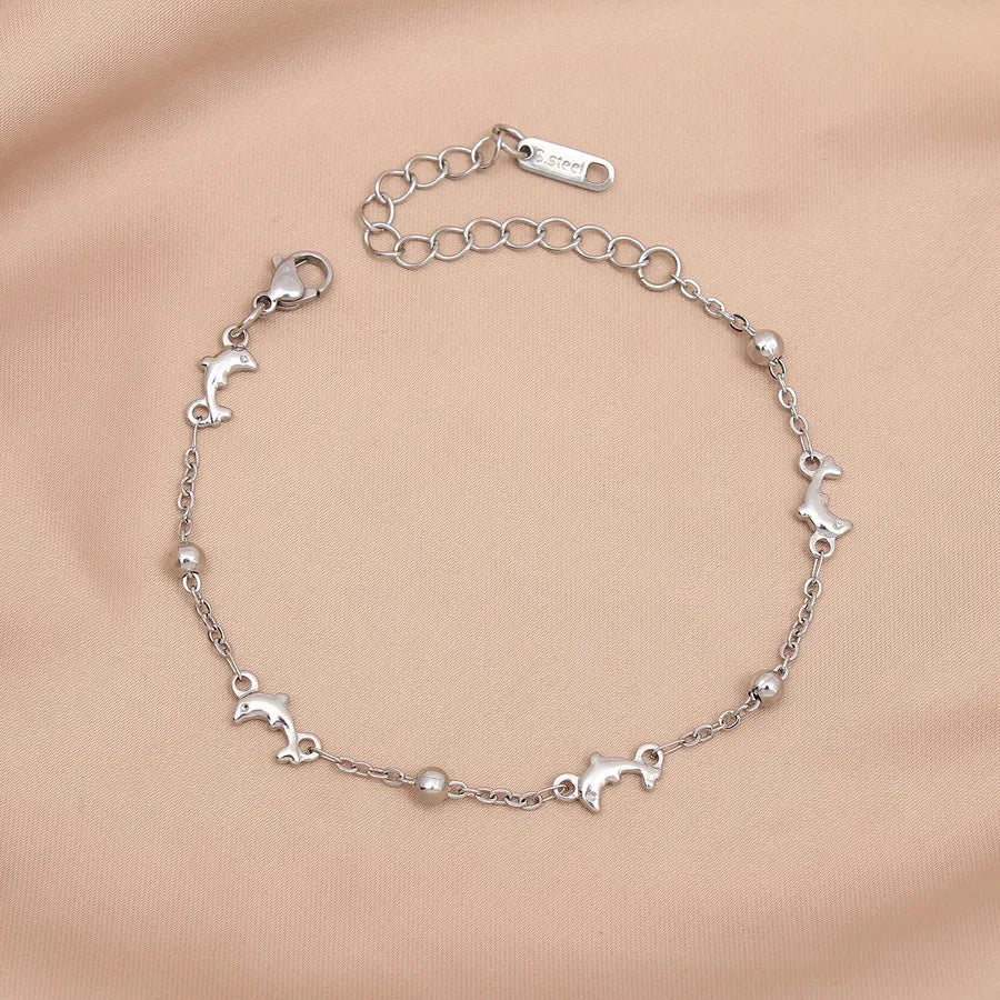 Lady Dolphin 304 Stainless Steel 18K Gold Plated Bracelets In Bulk