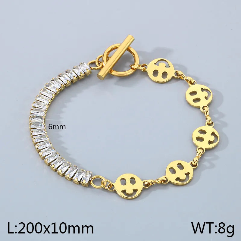 Simple Style Solid Color 304 Stainless Steel 18K Gold Plated Bracelets In Bulk