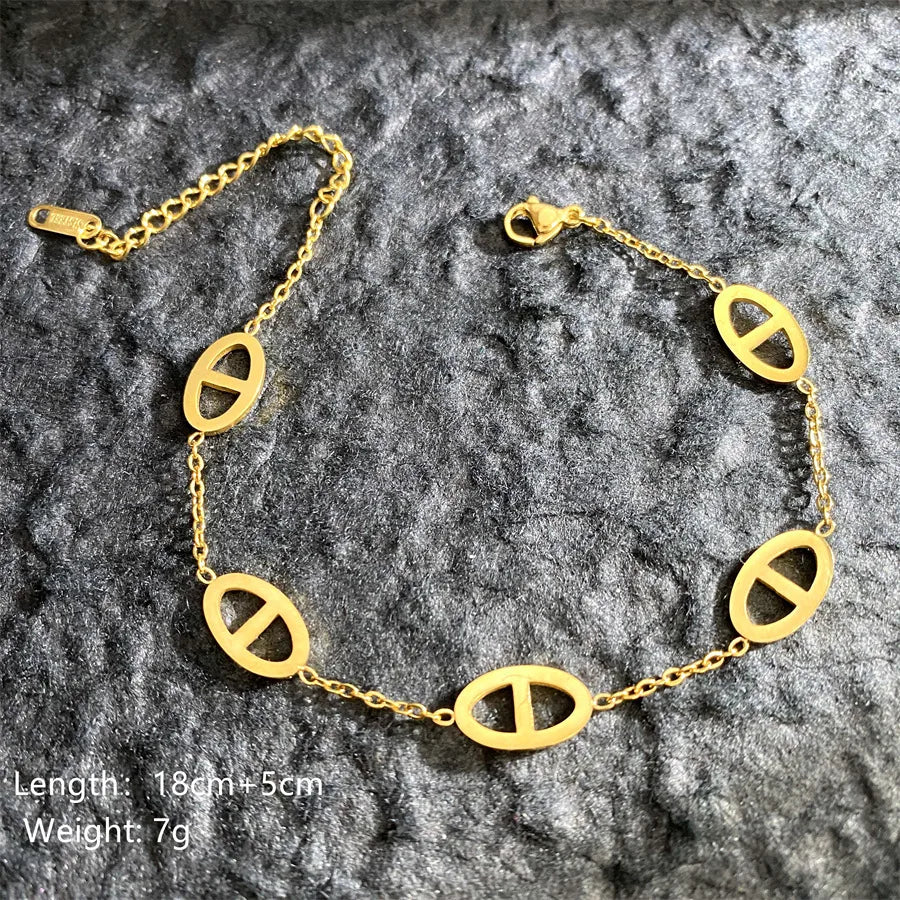 Simple Style Geometric Titanium Steel 18K Gold Plated Bracelets In Bulk