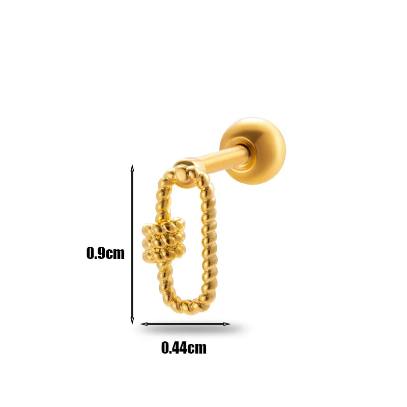 1 Piece Ear Cartilage Rings & Studs Simple Style Geometric 316L Stainless Steel  Copper Plating Inlay Zircon