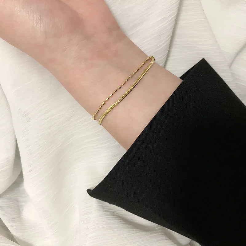 Simple Style 304 Stainless Steel 18K Gold Plated Bracelets In Bulk