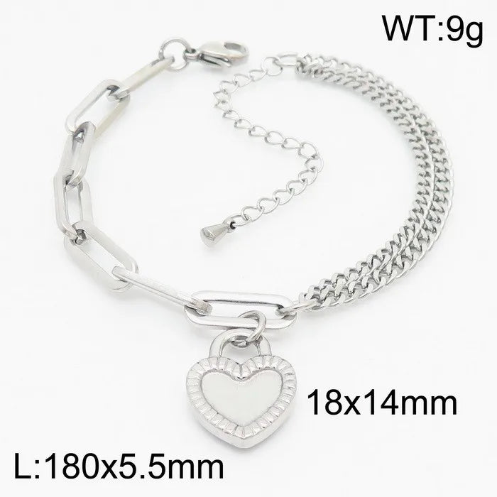 Elegant Heart Shape Titanium Steel 18K Gold Plated Bracelets In Bulk