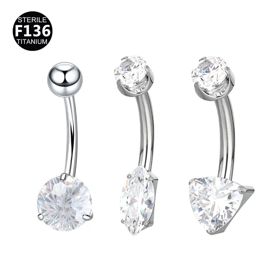 Gold Titanium Navel Piercing Belly Button Ring Screw Innel Thread Design Eye Shape Fashionable Body Jewelry For Men And Women