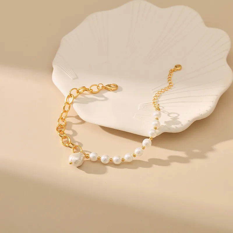 sweet water droplets imitation pearl copper plating 18k gold plated bracelets