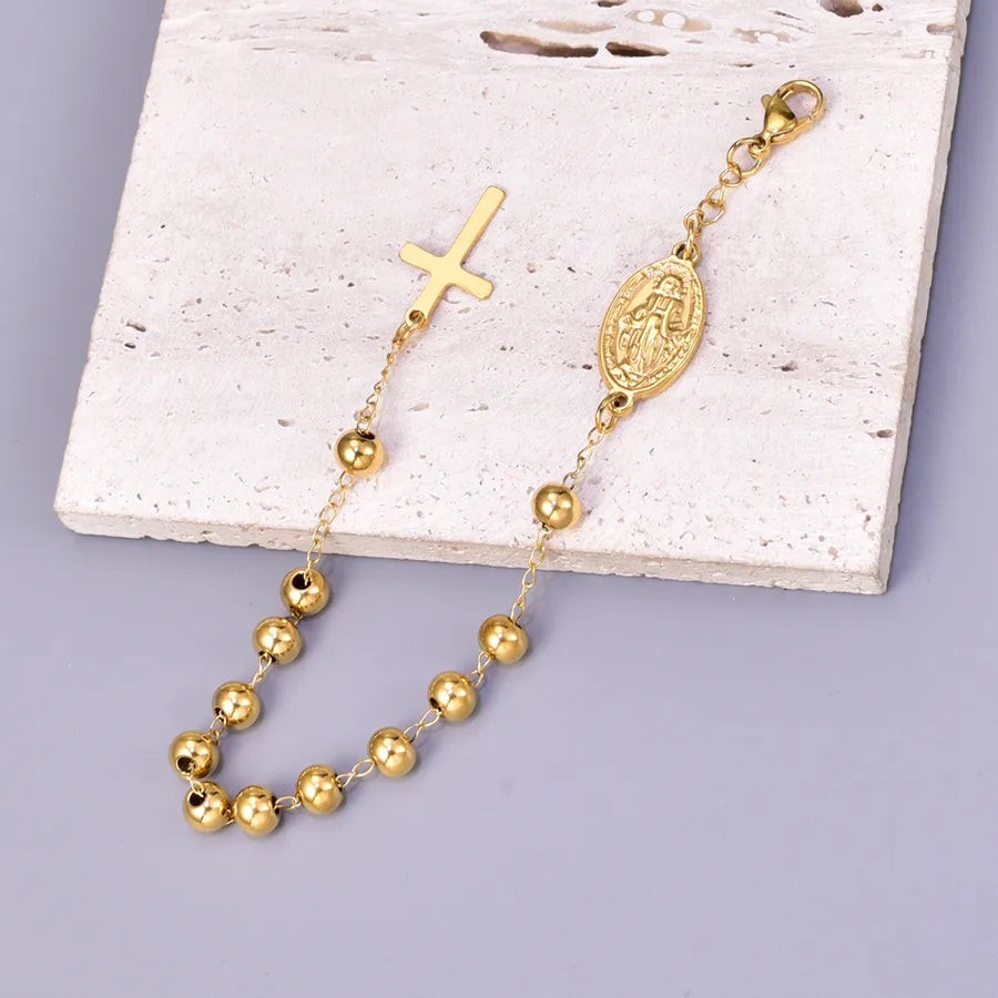 Casual Cross 304 Stainless Steel 18K Gold Plated Bracelets In Bulk