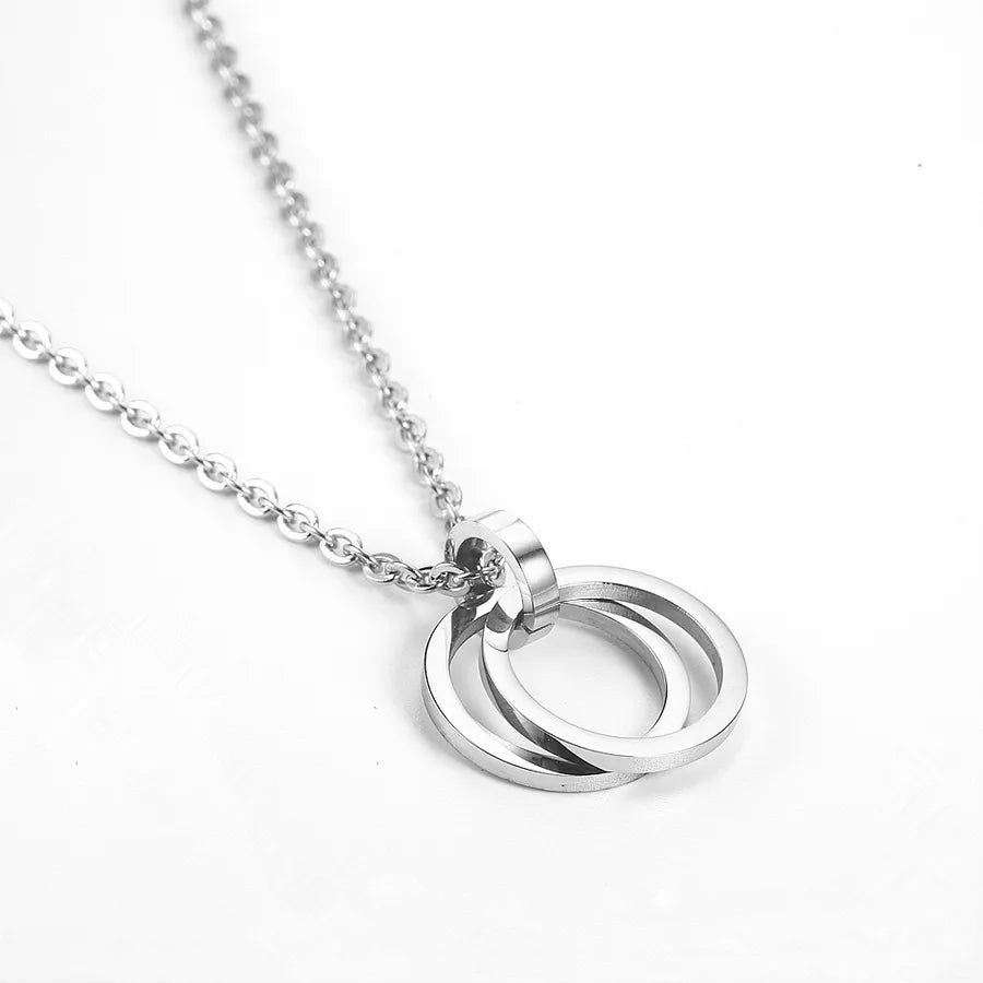 Hip-Hop Solid Color 304 Stainless Steel Polishing 18K Gold Plated Unisex Pendant Necklace