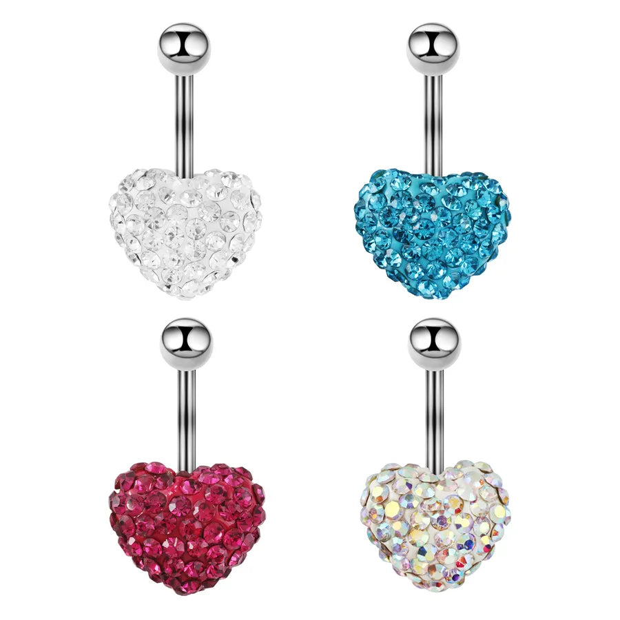 1 Piece Belly Rings Sexy Cool Style Heart Shape 316L Stainless Steel  Alloy Plating Rhinestones
