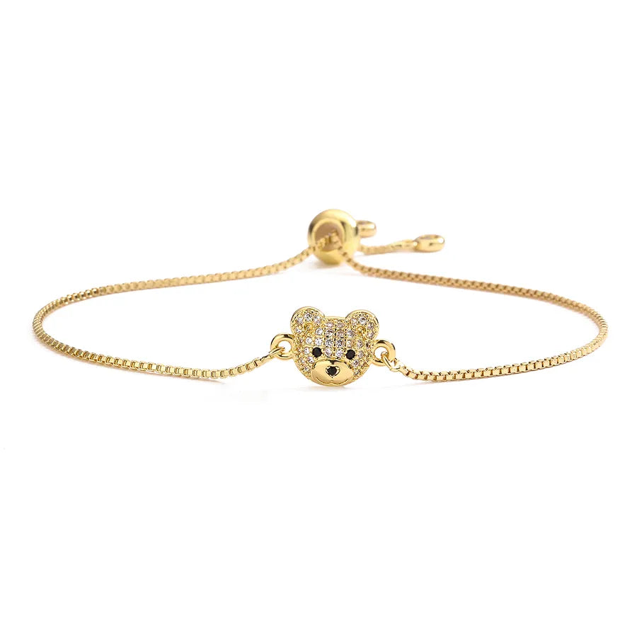cute commute animal copper plating inlay zircon 18k gold plated bracelets