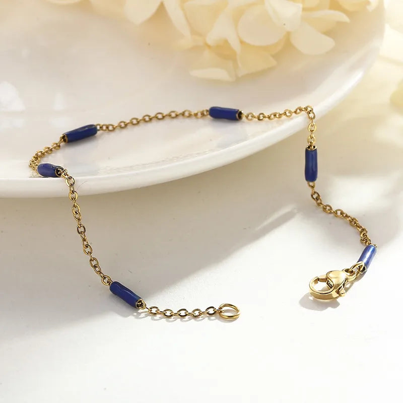 Elegant Solid Color Titanium Steel 18K Gold Plated Bracelets In Bulk