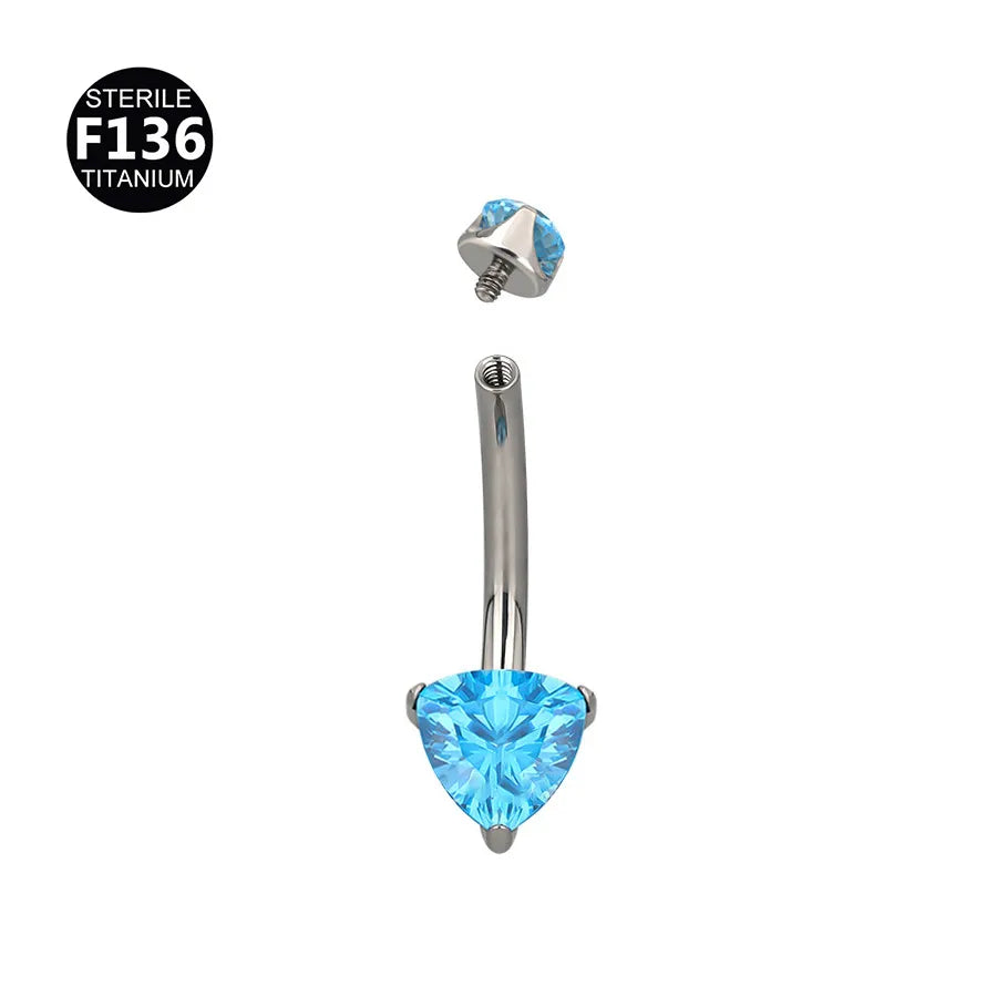 Gold Titanium Navel Piercing Belly Button Ring Screw Innel Thread Design Eye Shape Fashionable Body Jewelry For Men And Women