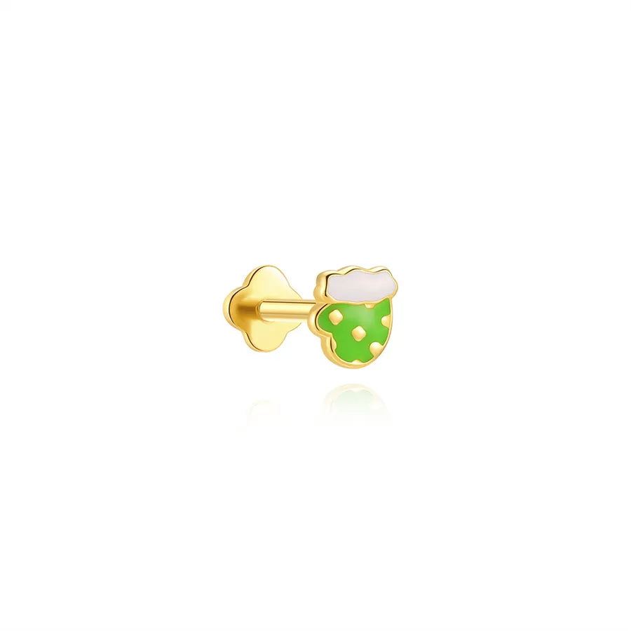 Unisex Christmas Tree Ear Cartilage Rings & Studs Featuring Enamel and Zircon in 925 Sterling Silver