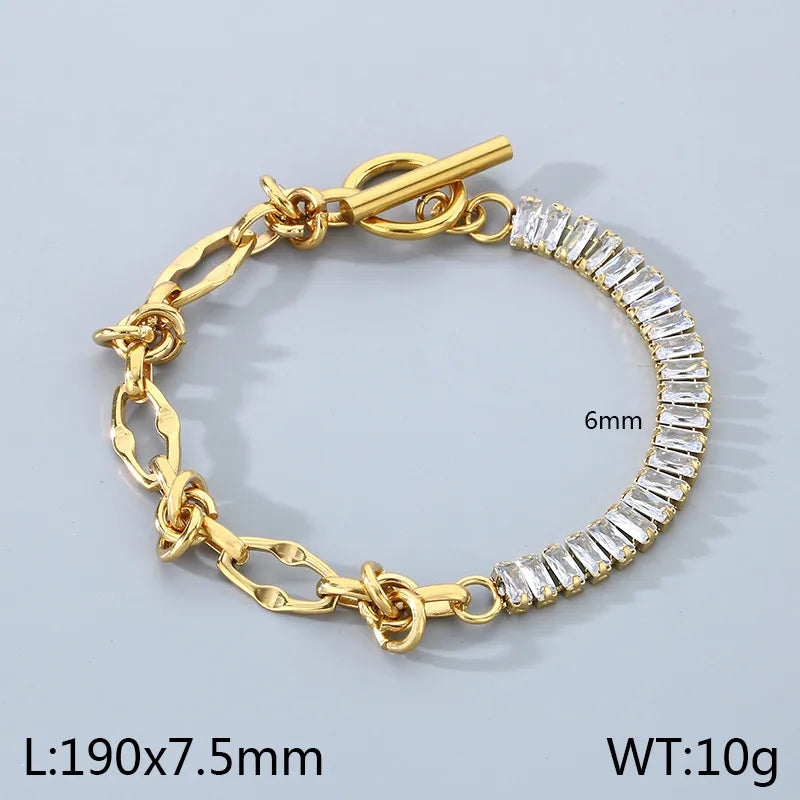 Simple Style Solid Color 304 Stainless Steel 18K Gold Plated Bracelets In Bulk