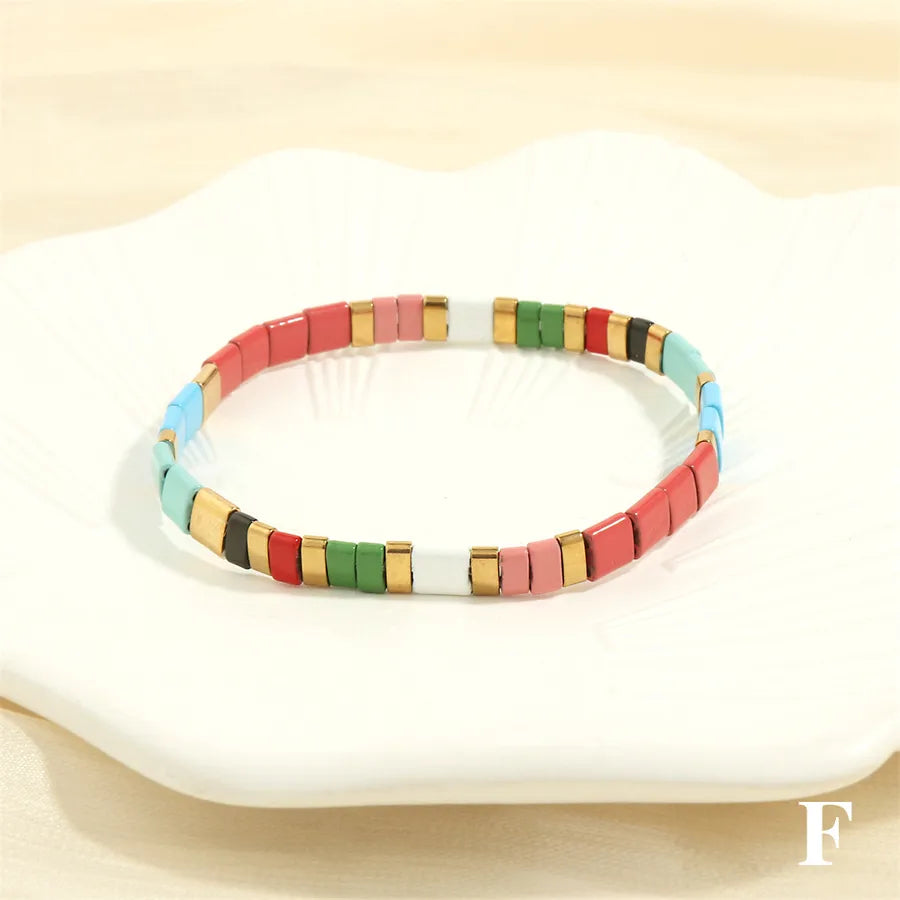 beach square copper beaded 18k gold plated bracelets