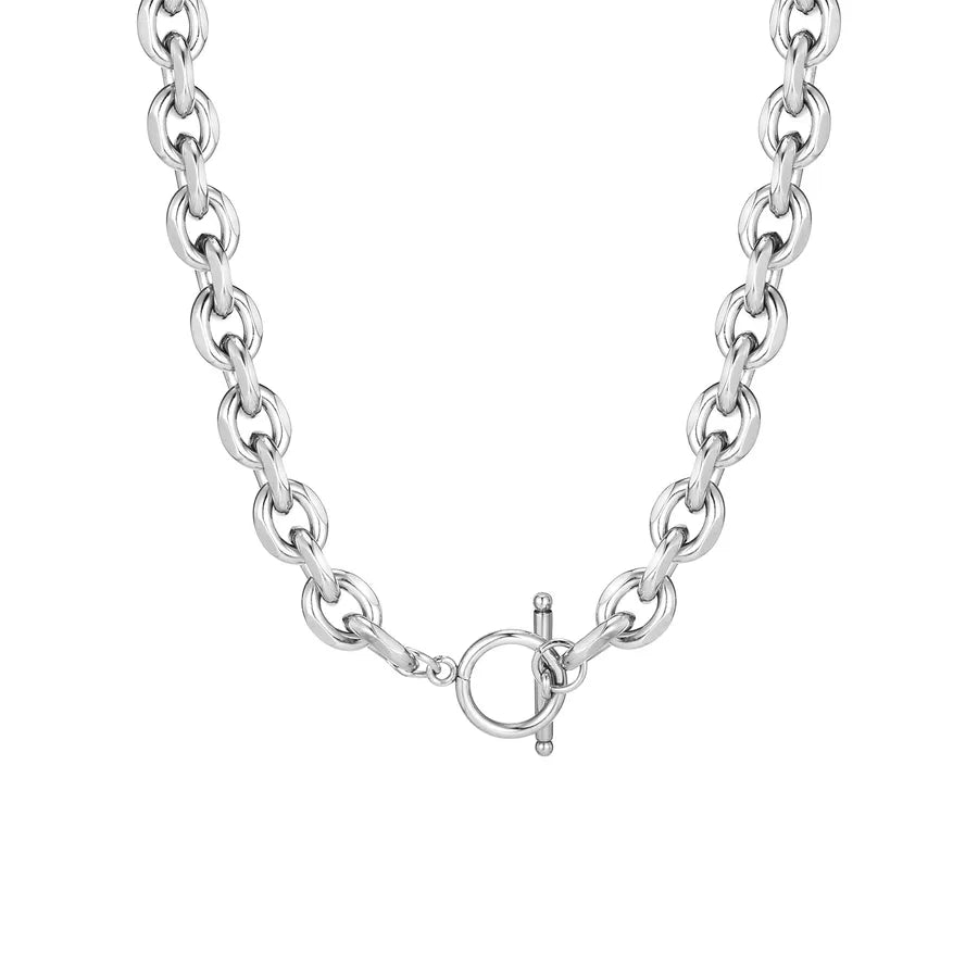 Unisex Stainless Steel Thick Necklace OT Buckle Neutral Style Women's Fashion Jewelry Accessory NC-1939 Hip Hop Themed