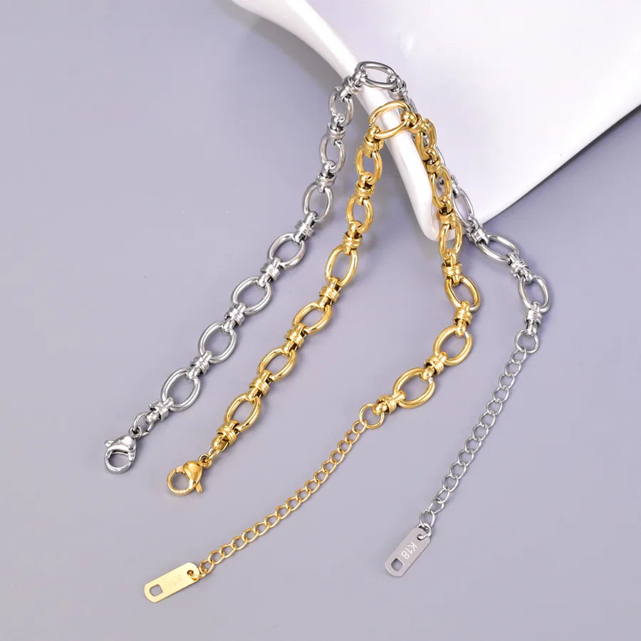 Elegant Simple Style Geometric 304 Stainless Steel 18K Gold Plated  Bracelets In Bulk