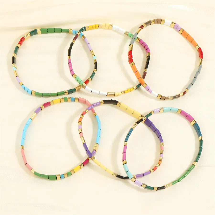beach square copper beaded 18k gold plated bracelets