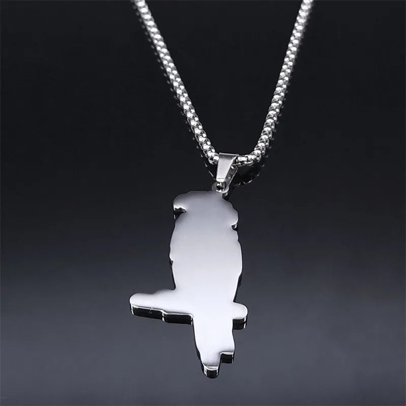 Silver Stainless Steel Mechanical Eagle Necklace Hip Hop Steam Punk Themed Animal Design Unisex Polished Cut Jewelry Accessory
