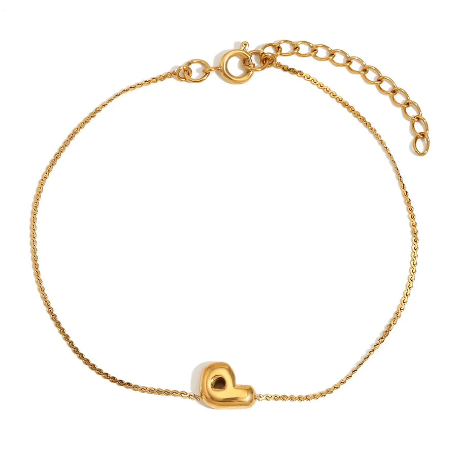 Simple Style Letter 304 Stainless Steel 18K Gold Plated  Bracelets In Bulk