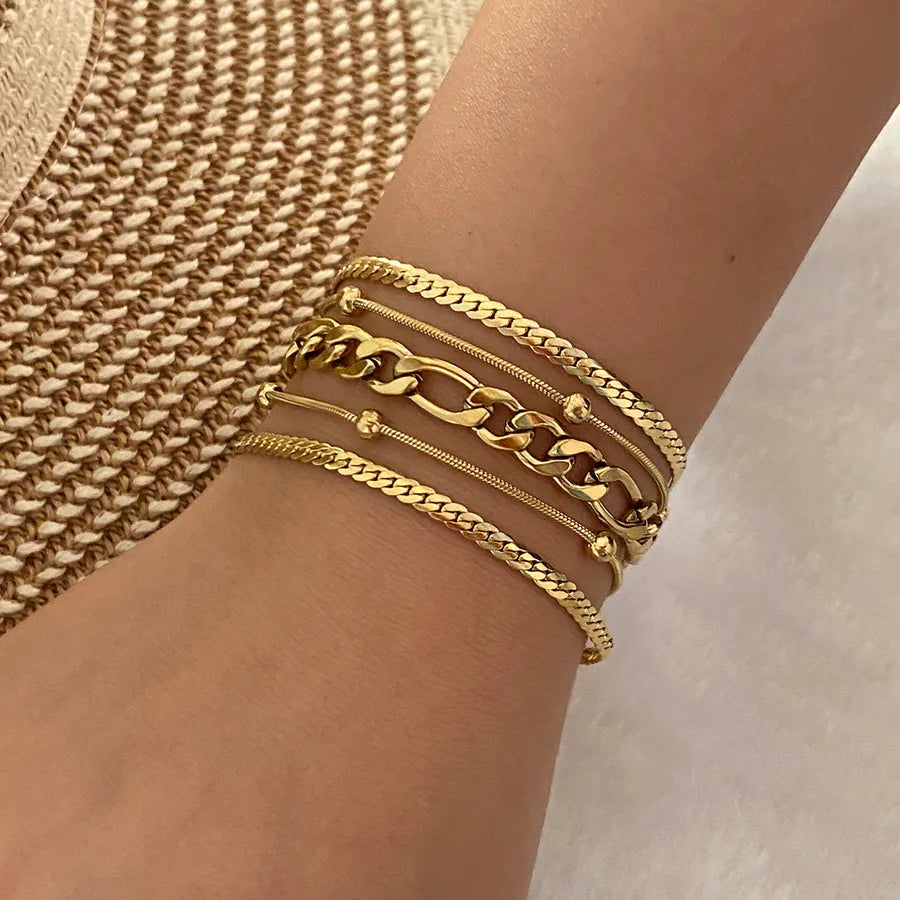 Simple Style Geometric Stainless Steel 18K Gold Plated Bracelets In Bulk