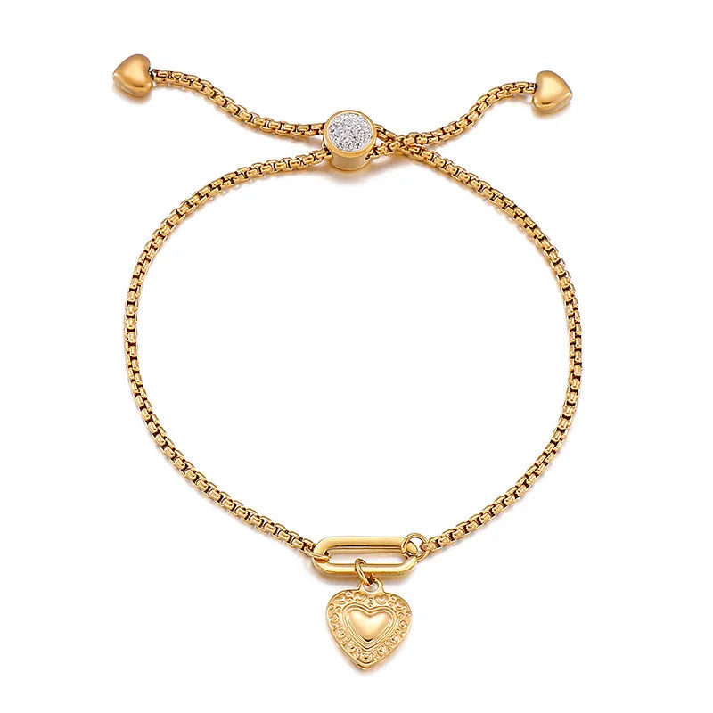 Fashion Heart Titanium Steel 18K Gold Plated Bracelets In Bulk