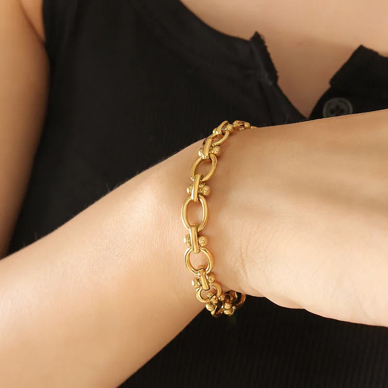 Simple Style Geometric Titanium Steel 18K Gold Plated Bracelets In Bulk