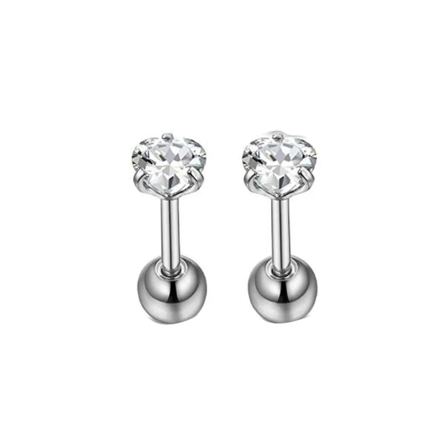 simple style geometric stainless steel inlay zircon ear studs 1 piece