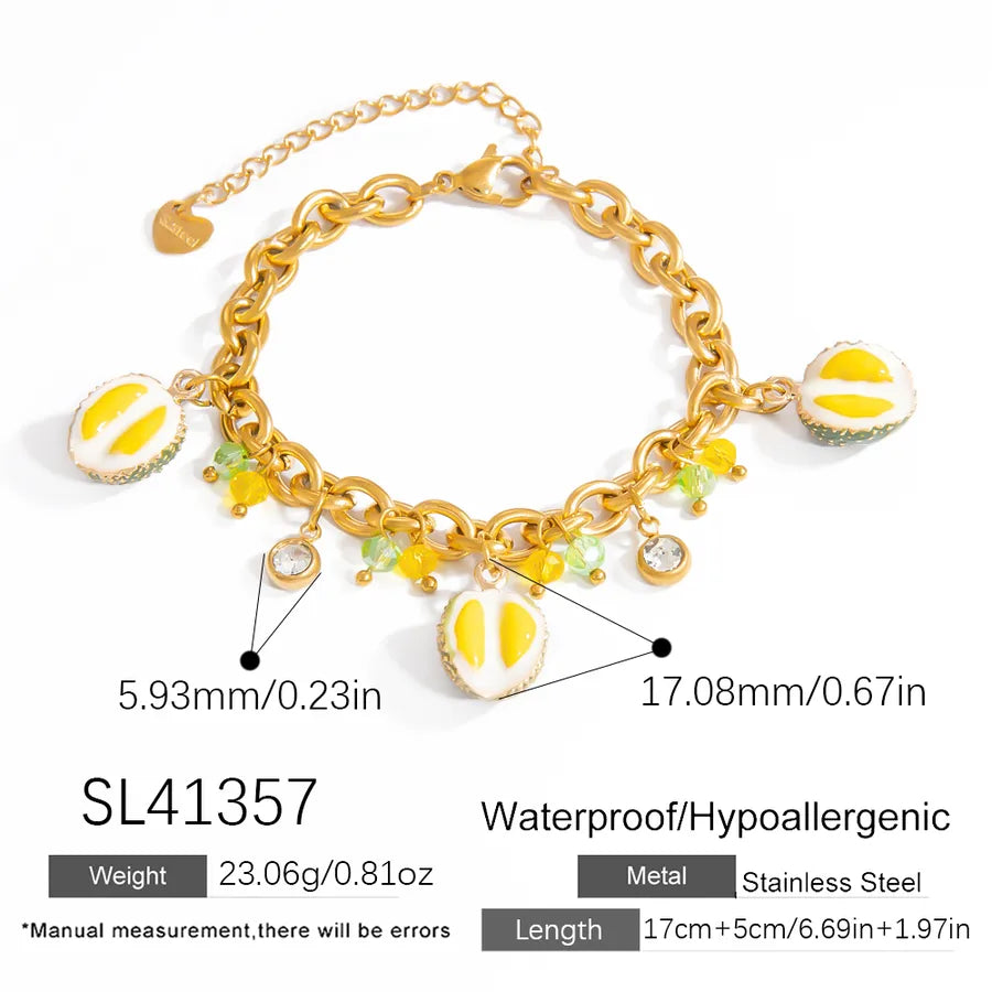 Sweet Cherry 304 Stainless Steel 18K Gold Plated  Bracelets In Bulk