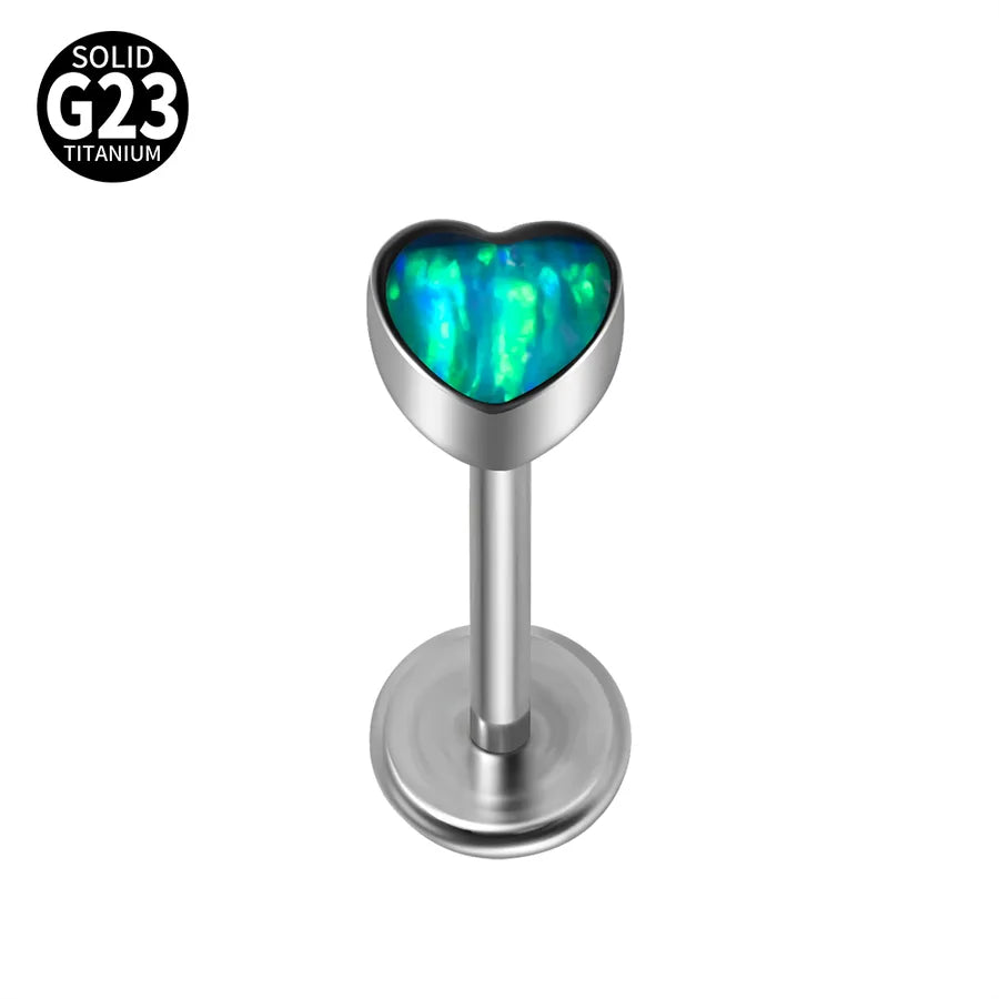 1 Piece Lip Rings Casual Cute Hip-Hop Heart Shape G23 Titanium Polishing Inlay Opal Lip Rings Ear Cartilage Rings & Studs Nose Rings & Studs