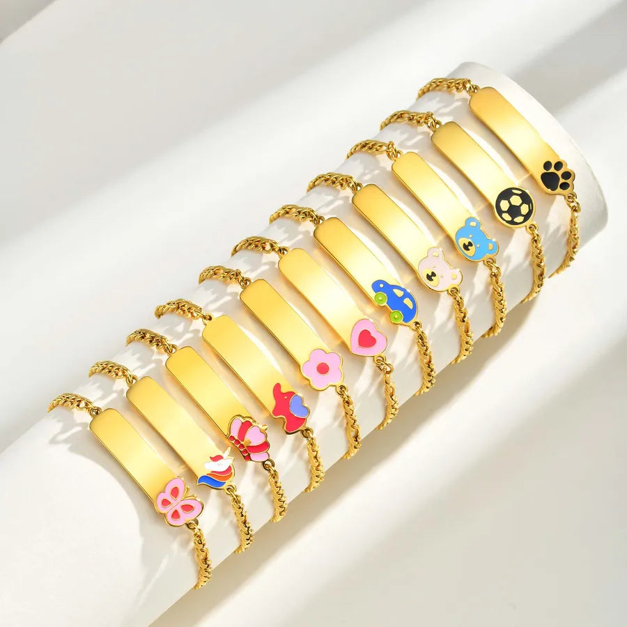 Basic Car Heart Shape Crown 304 Stainless Steel 18K Gold Plated Bracelets In Bulk