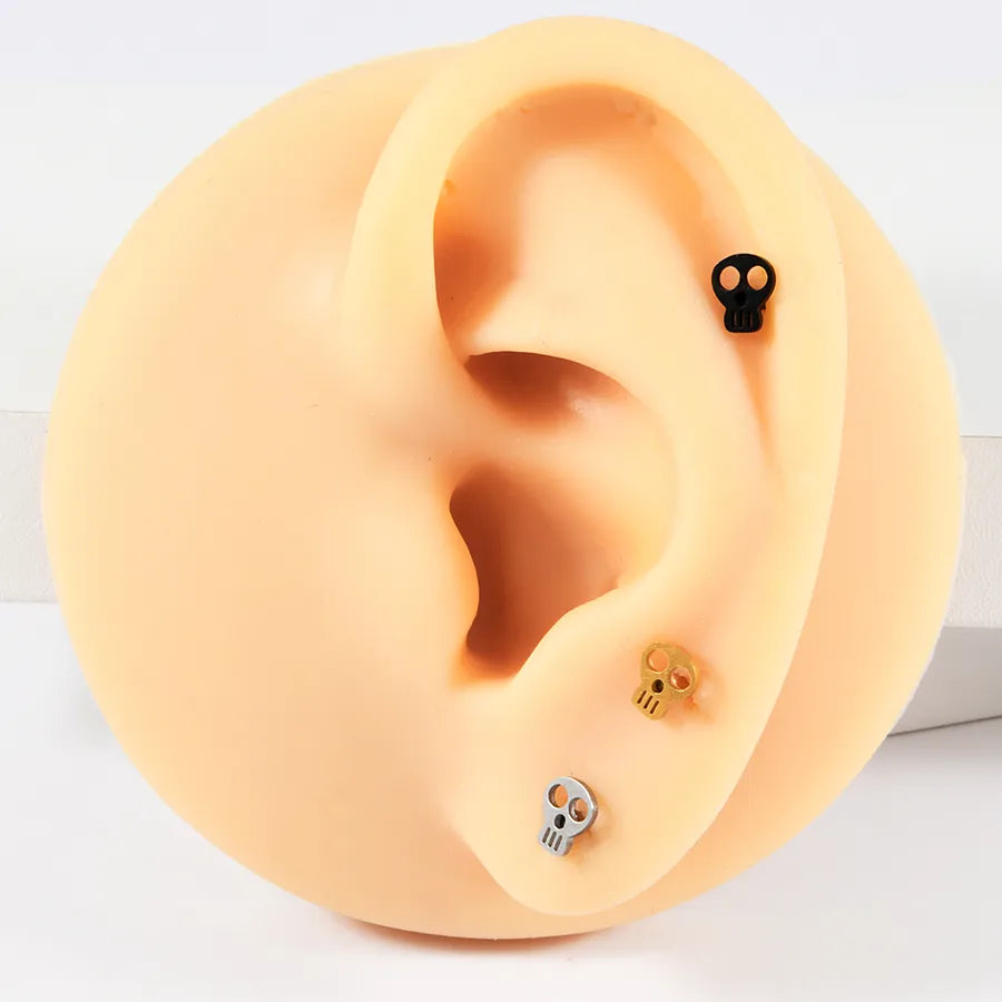 1 Piece Lip Rings Hip-Hop Hawaiian Rock Cat Skull 304 Stainless Steel Polishing Plating 18K Gold Plated Lip Rings Ear Cartilage Rings & Studs Nose Rings & Studs