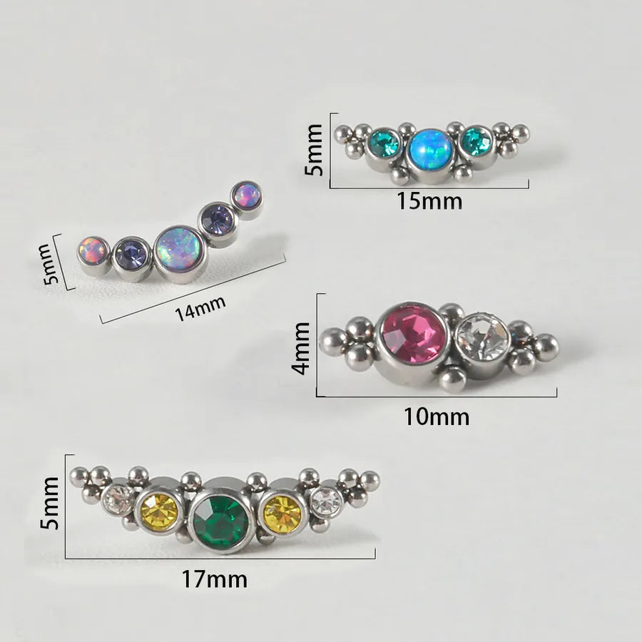 1 Piece Ear Cartilage Rings & Studs Simple Style Round 304 Stainless Steel Copper Zircon Inlay Resin Zircon