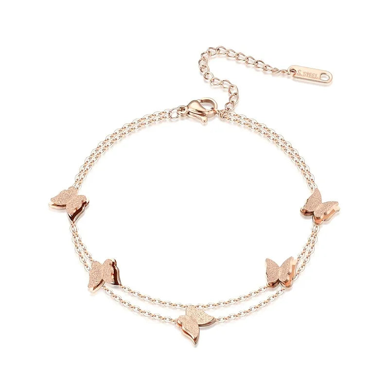 Sweet Butterfly Titanium Steel 18K Gold Plated Bracelets In Bulk