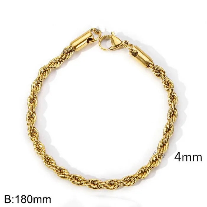 Simple Style Twist Stainless Steel 18K Gold Plated Bracelets In Bulk