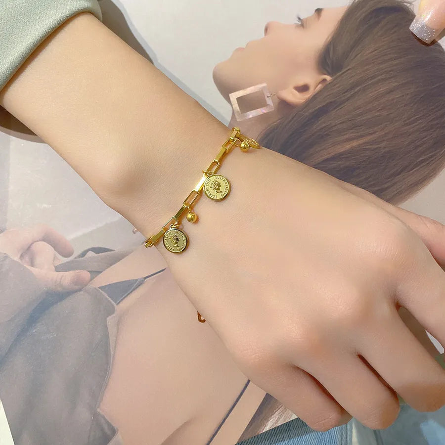 Classic Style Geometric Titanium Steel 18K Gold Plated Bracelets In Bulk