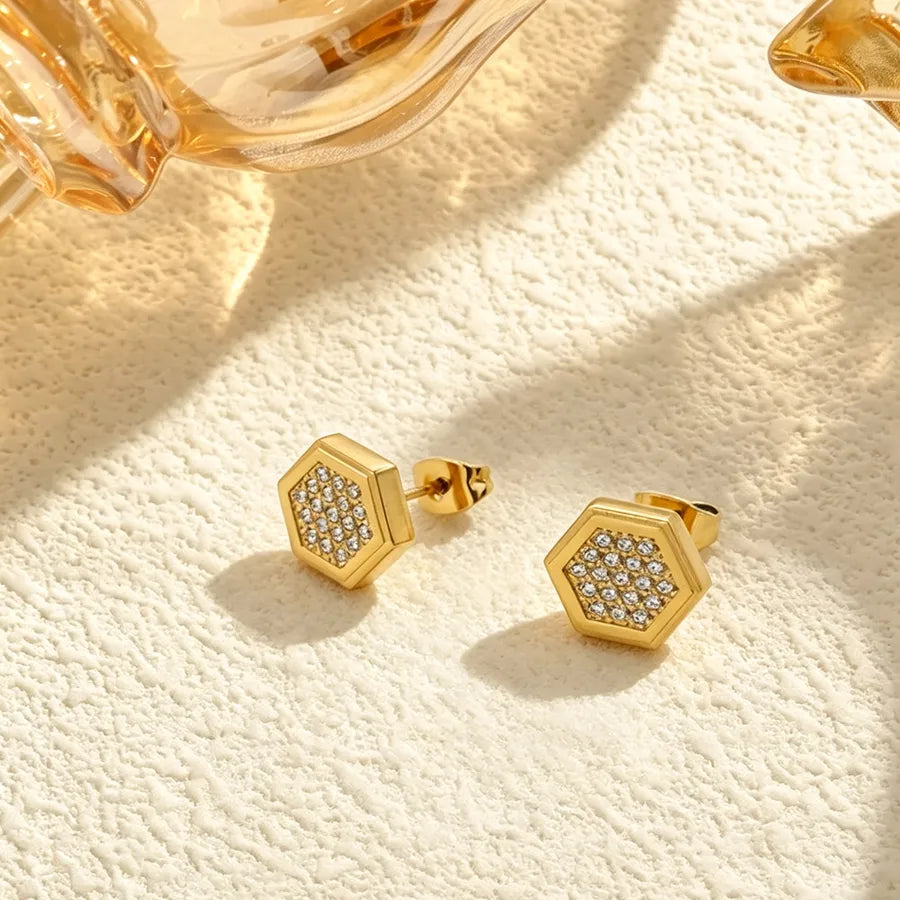 Heart Shape Stud Earrings For Women in Silver Featuring Titanium Steel and Titanium Alloy with Zircon Inlay