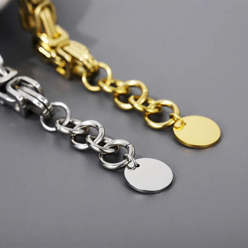 Hip-Hop Geometric Titanium Steel 18K Gold Plated Bracelets In Bulk
