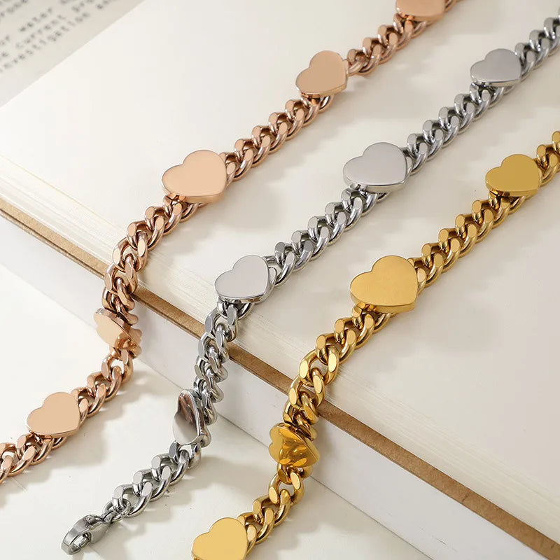 Heart Titanium Steel 18K Gold Plated Bracelets In Bulk