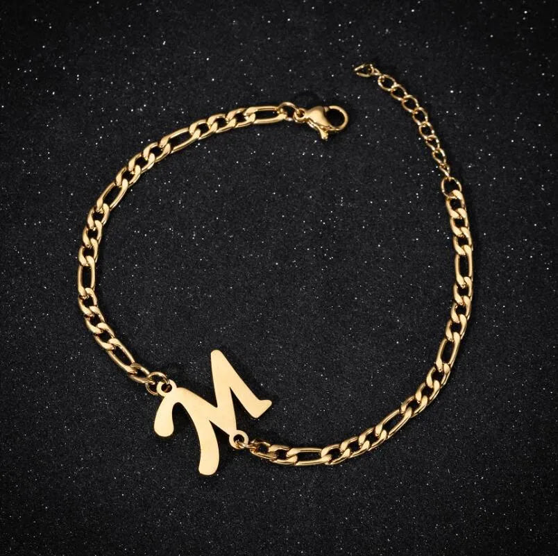 Fashion Letter 201 Stainless Steel 18K Gold Plated Bracelets In Bulk