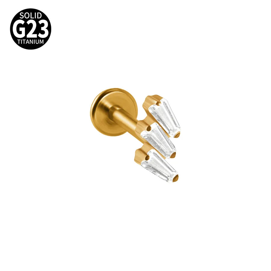 1 Piece Lip Rings Elegant Tropical Arc G23 Titanium Polishing Plating Inlay Zircon 18K Gold Plated Lip Rings Ear Cartilage Rings & Studs
