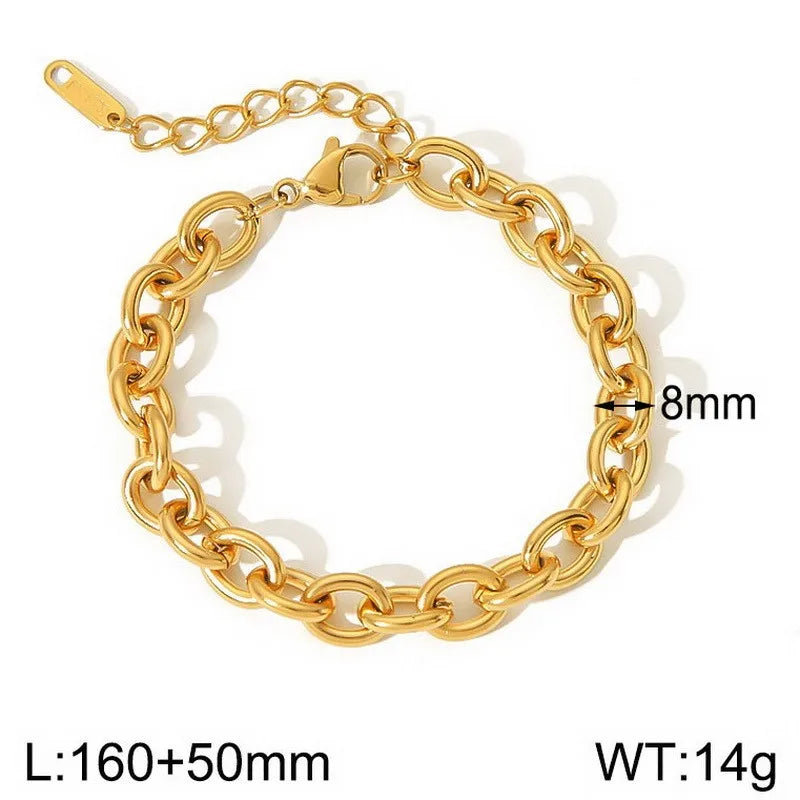 Simple Style Geometric 304 Stainless Steel 18K Gold Plated  Bracelets In Bulk