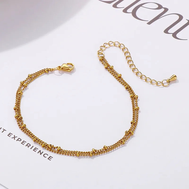 Basic Geometric Solid Color Titanium Steel 18K Gold Plated Bracelets In Bulk