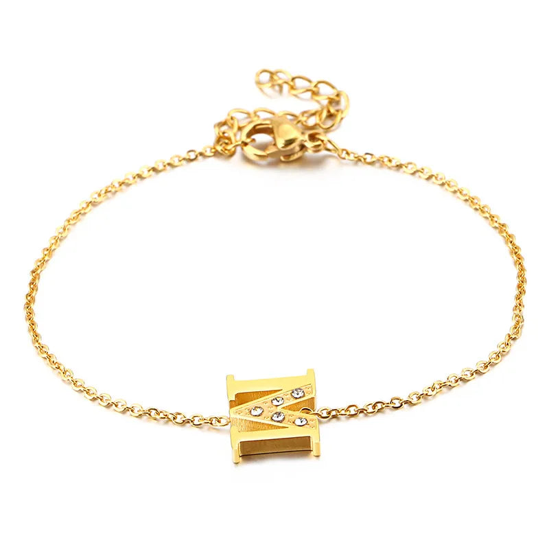Fashion Letter Titanium Steel 18K Gold Plated Bracelets In Bulk