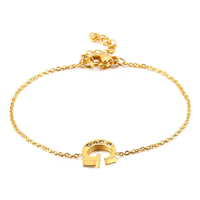 Fashion Letter Titanium Steel 18K Gold Plated Bracelets In Bulk