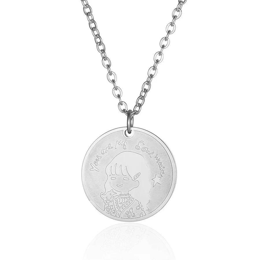 304 Stainless Steel 18K Gold Plated Hip-Hop Plating Cartoon Character Pendant Necklace