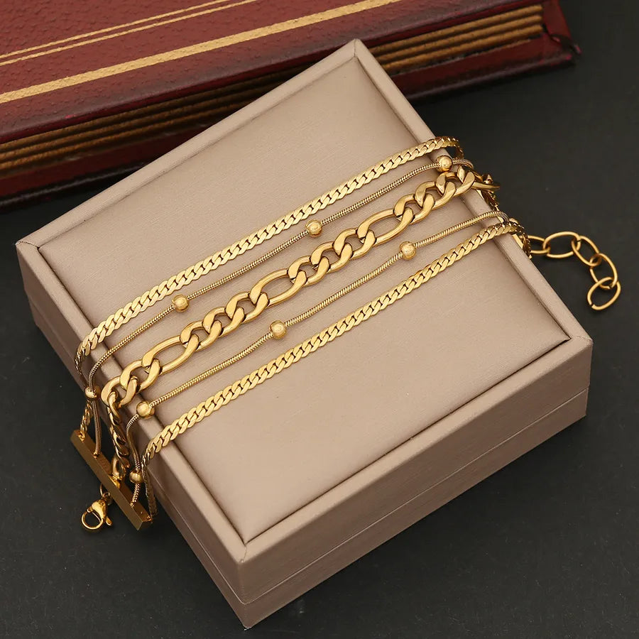 Simple Style Geometric Stainless Steel 18K Gold Plated Bracelets In Bulk